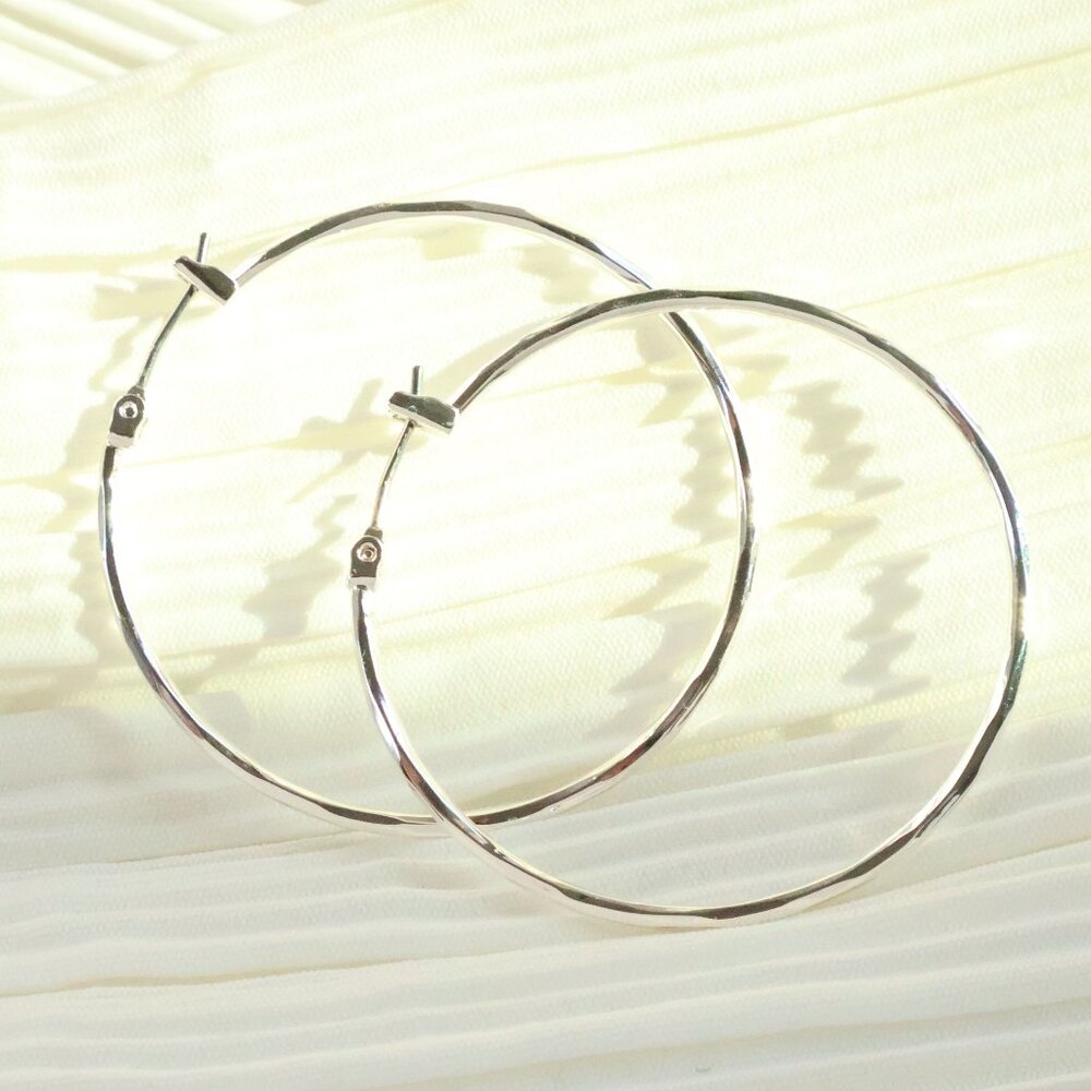 Amoura Silver Faceted Hoop Earrings by Alicia Bonnie